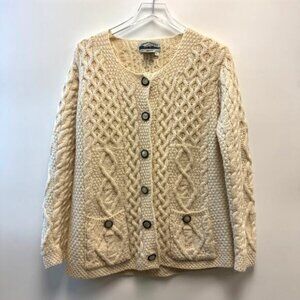 Arancrafts Ireland 100% Merino Wool Cable Knit Cardigan Sz Small S